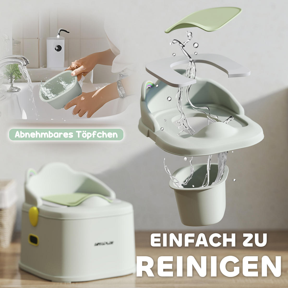 KINDERTOPF, Kunststoff, Kunstleder, Grau - Grau, Kunststoff (31.8/35.6cm) - AIYAPLAY