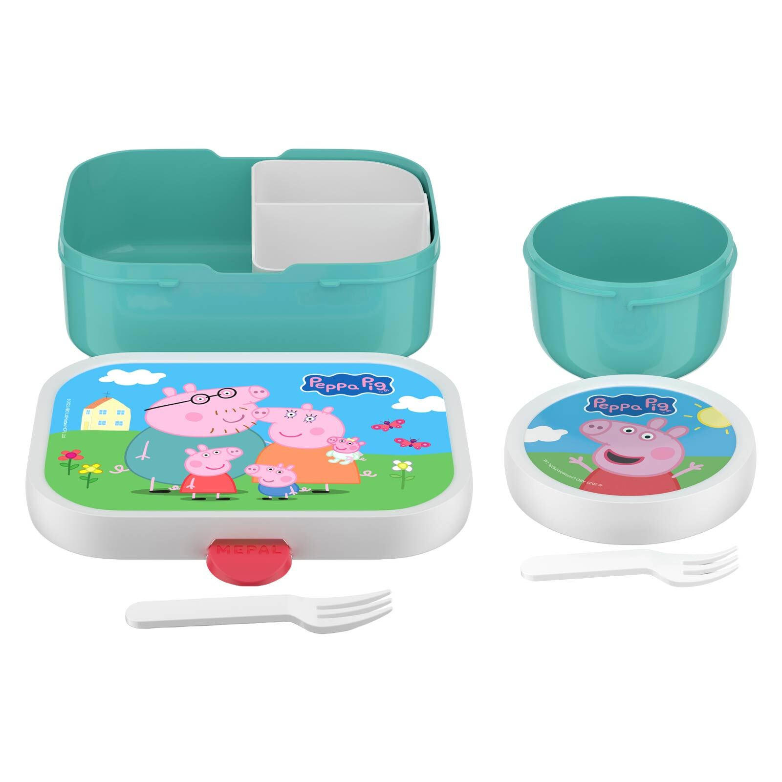 OBST- UND BENTOBOX Campus (2025) Peppa Pig 300 & 750 ml 2er Set - Türkis/Multicolor, Kunststoff (1/1/1cm) - Mepal