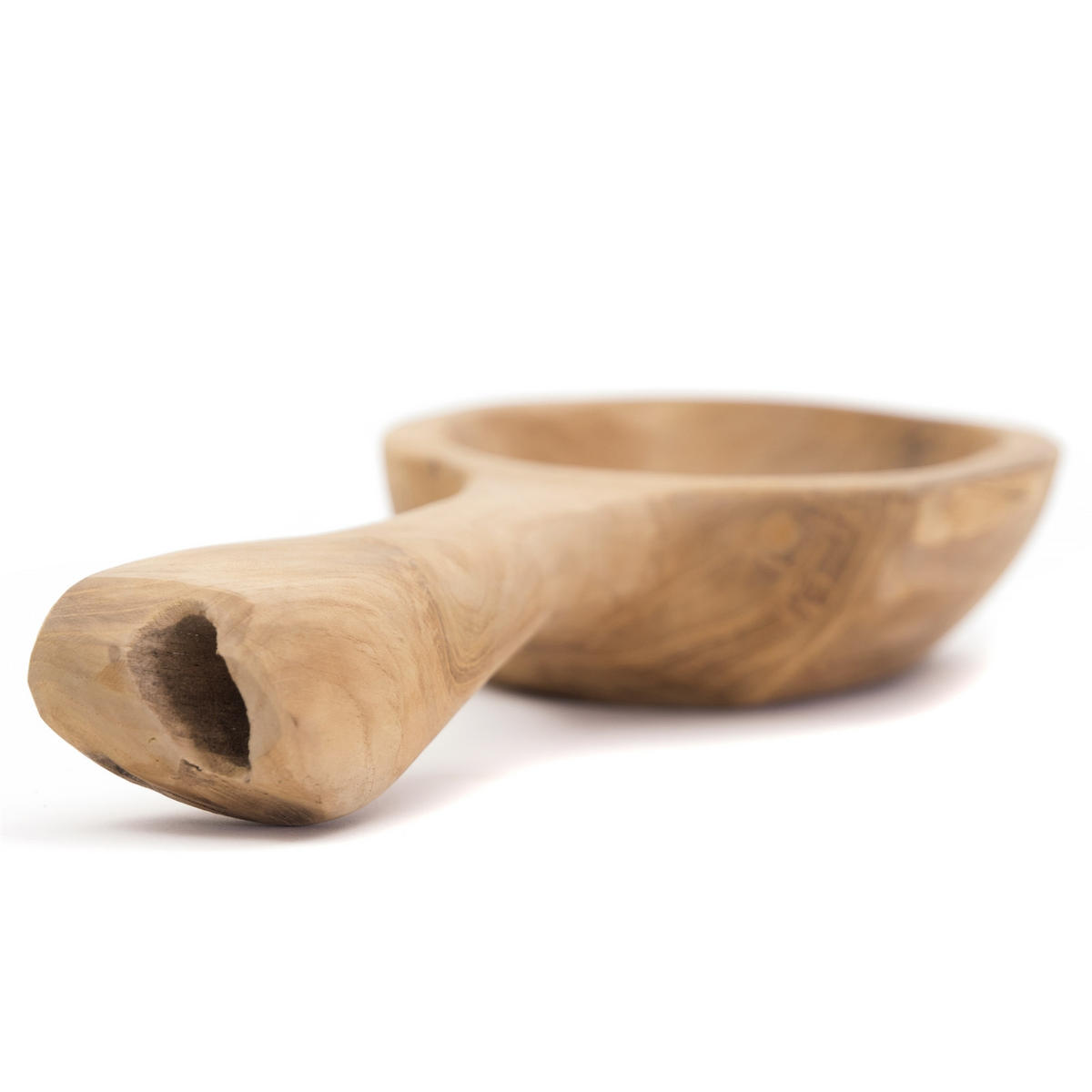 DEKO SCHALE Scoop Teak Wurzelholz massiv, mit Griff, geschnitztes Unikat naturfarben - Naturfarben, Holz (8cm) - CREEDWOOD