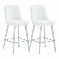 BARHOCKER 2er-Set 100 cm PU-Leder Weiß mit Metallgestell - Weiß, Metall (45/100/42cm) - Meubliv