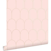 TAPETE Art Decó Muster 53 cm x 10.05 m - Pink, Papier (53/1000cm) - ESTAhome