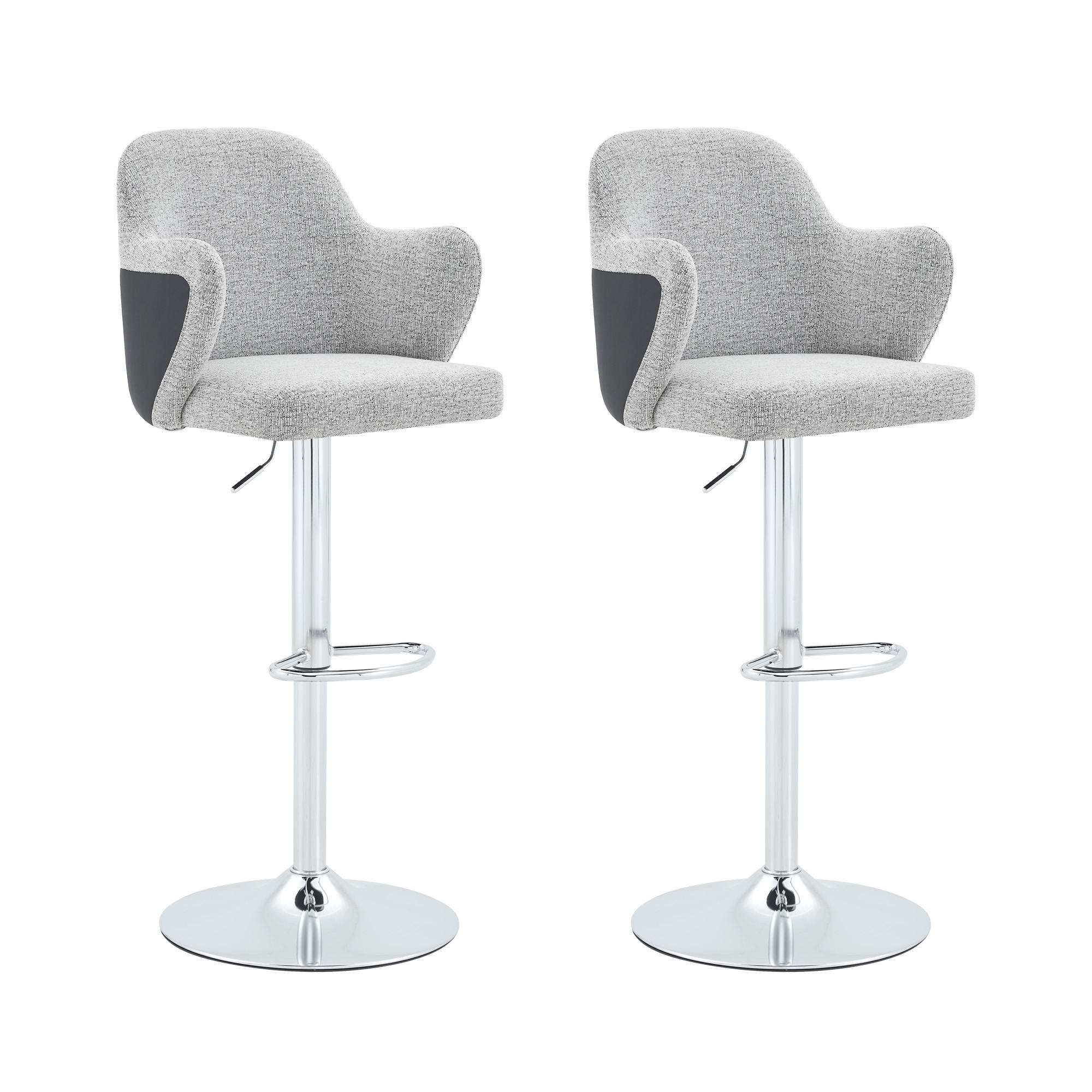 BARHOCKER DE-36715 2er-Set mit 360°-Drehung und Armlehnen Schwarz - Schwarz, Metall (37.6/118/45cm) - ComfortXL