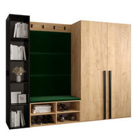 GARDEROBEN-SET 214/184/42 - Waldgrün/Eichefarben, Holz/Kunststoff (214/184/42cm) - MÖBEL KRYSPOL