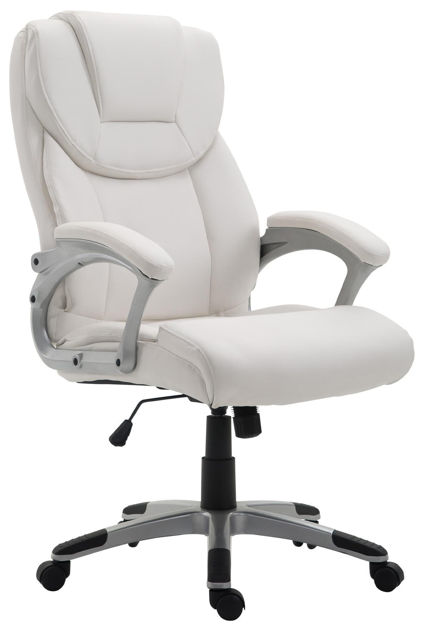 CHEFSESSEL Lederlook Weiß - Weiß/Grau, Kunststoff/Textil (65/109/73cm) - CLP