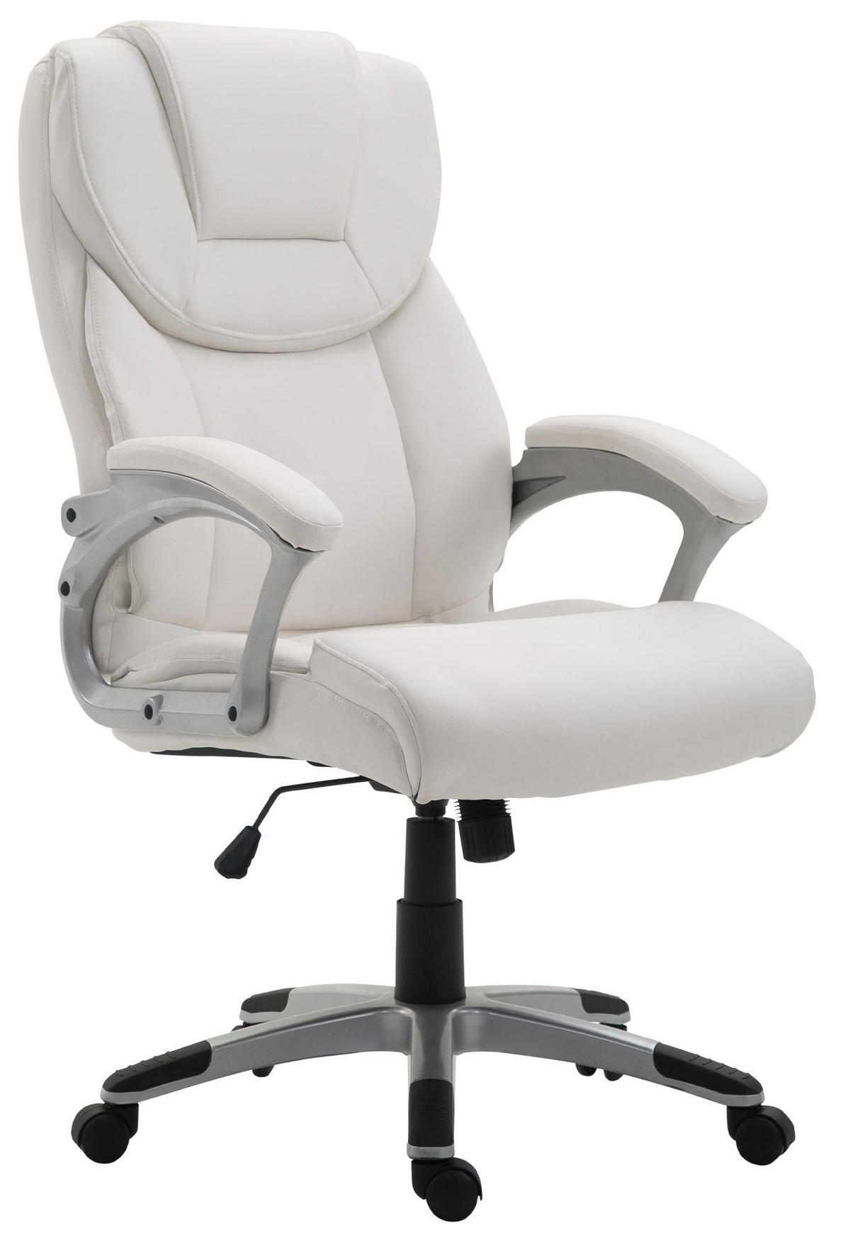 CHEFSESSEL Lederlook Weiß - Weiß/Grau, Kunststoff/Textil (65/109/73cm) - CLP