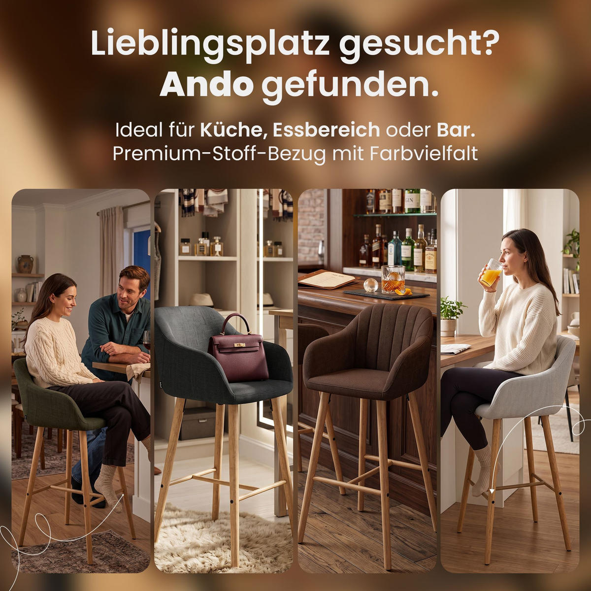 BARHOCKER Stoff Anthrazit - Eukalyptusholzfarben/Anthrazit, Textil (54/105/60cm) - CLP