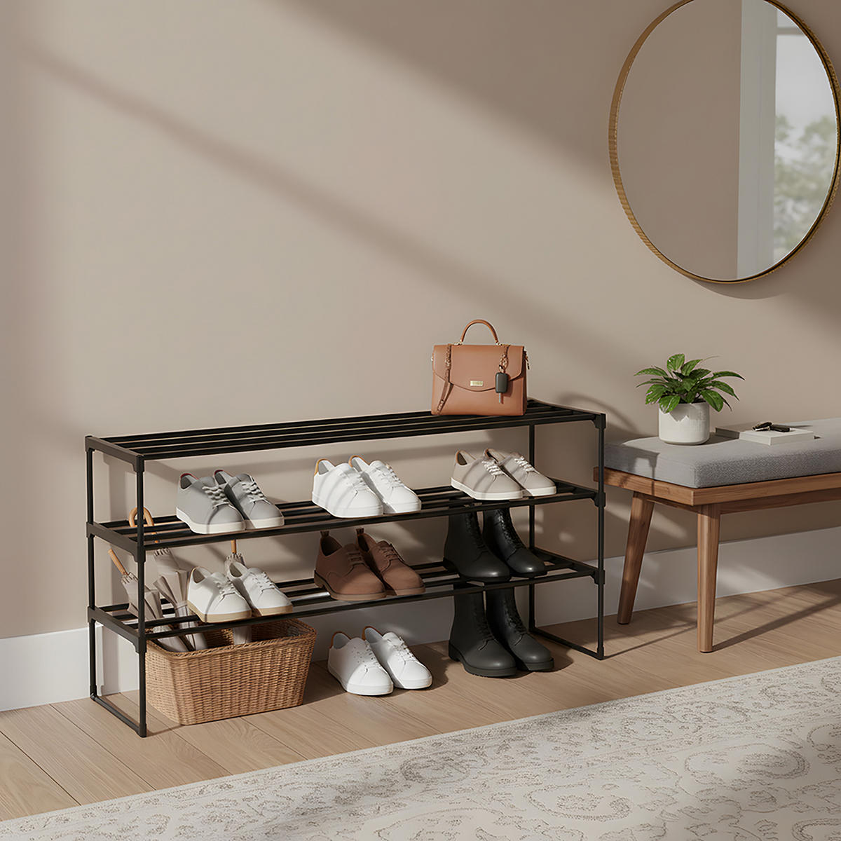 BOTNÍK - černá, kov/plast (117/55/30cm) - Relaxdays