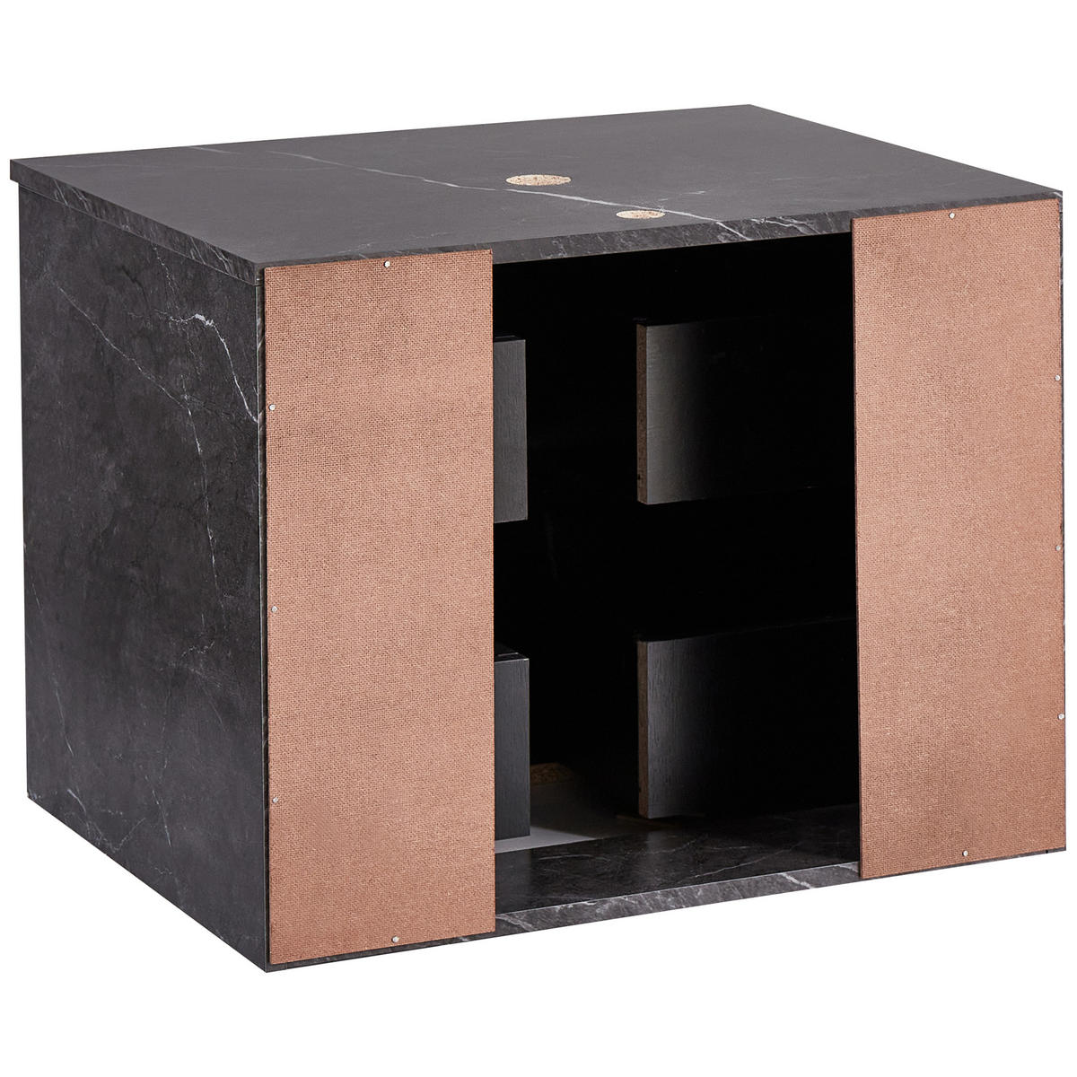 WASCHBECKENUNTERSCHRANK wandmontiertk 60 cm Schwarzer Marmor Serra - Schwarz, Holzwerkstoff (60/47/47cm) - Beliani