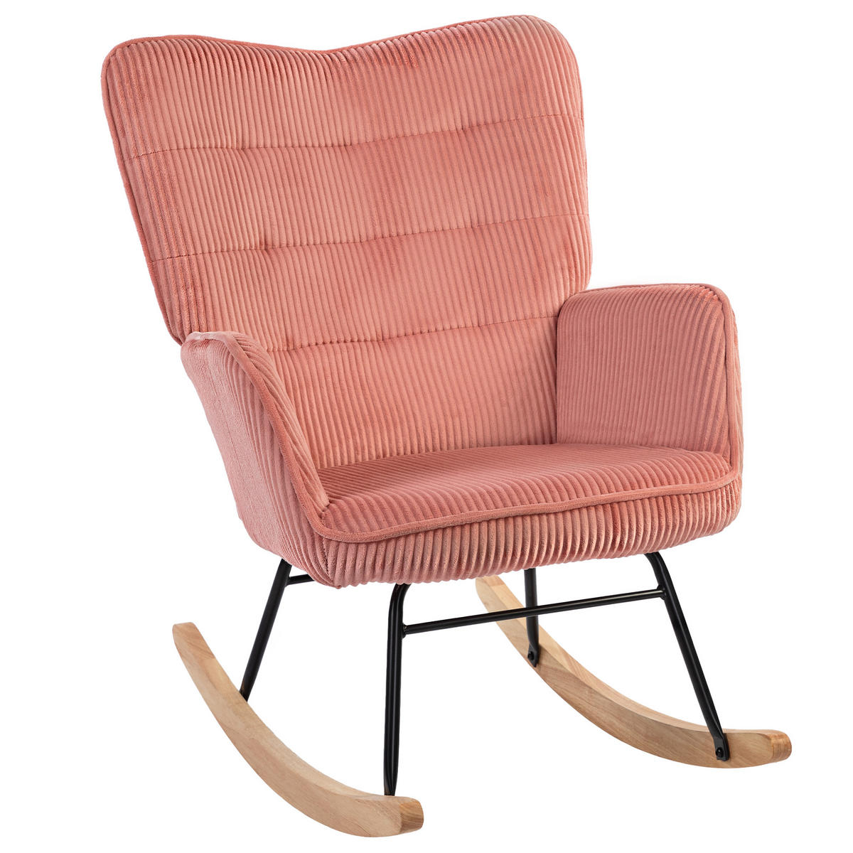 SCHAUKELSTUHL DE-07529 Relaxsessel mit 40° Schaukelwinkel Rosa - Pink, Holz/Metall (98/101/71cm) - ComfortXL
