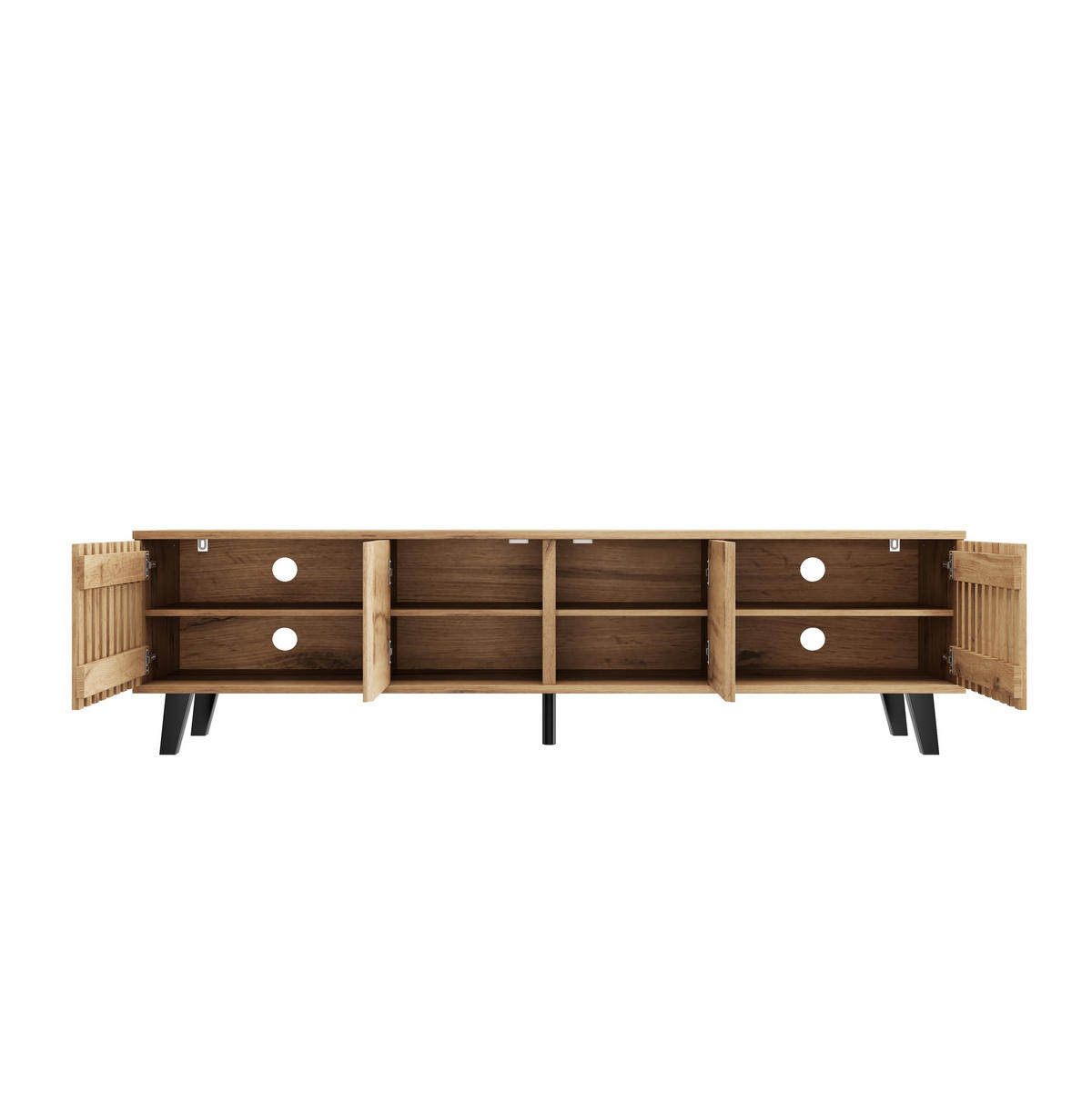 TV-LOWBOARD 180/40/55 cm mit 4 Türen und 8 Fächern in Naturholzfarbe - Hellbraun, Holzwerkstoff (180/55/40cm) - BEAOK