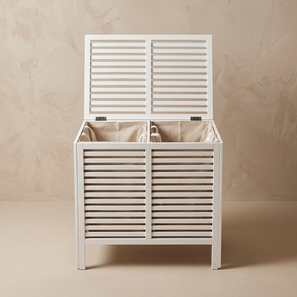 WÄSCHEKORB Bambus Moa 90 l 40/60/58,5 cm - Weiß, Naturmaterialien (60/58.5/40cm) - NUXIO