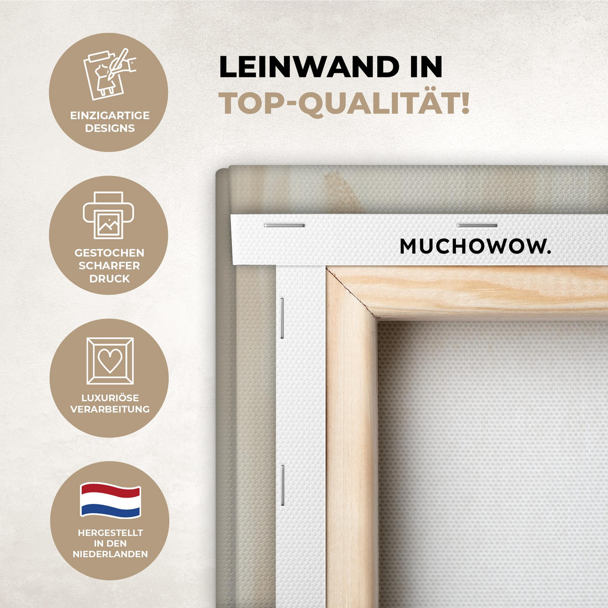 LEINWANDBILD Abstrakt - Liebe - Schwarz und weiß - Modern Deko Groß 90x90 cm - Schwarz, Textil (90/90cm) - MuchoWow