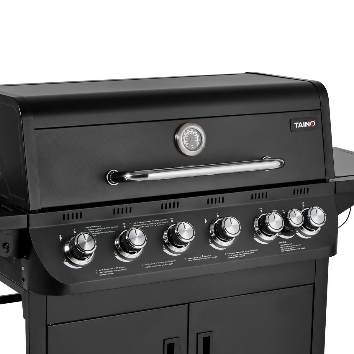 GASGRILL Brando 6+1 6 Brenner mit Seitenkocher - Schwarz, Metall (141/109/52cm)