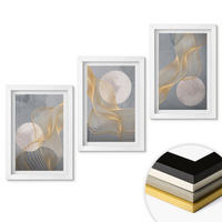 WANDBILDER 3er-Set - 20x30 cm Weißer Rahmen - Abstrakte Muster Wellen Kreise - Weiß, Kunststoff (20/30cm) - ArtPrintCave