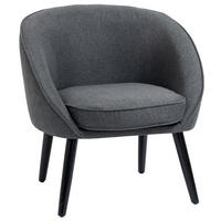 WOHNZIMMERSTUHL Polsterstuhl Sessel Wohnzimmer modern Polyester Holz Grau - Grau, Kunststoff (65/75/71cm) - HOMCOM