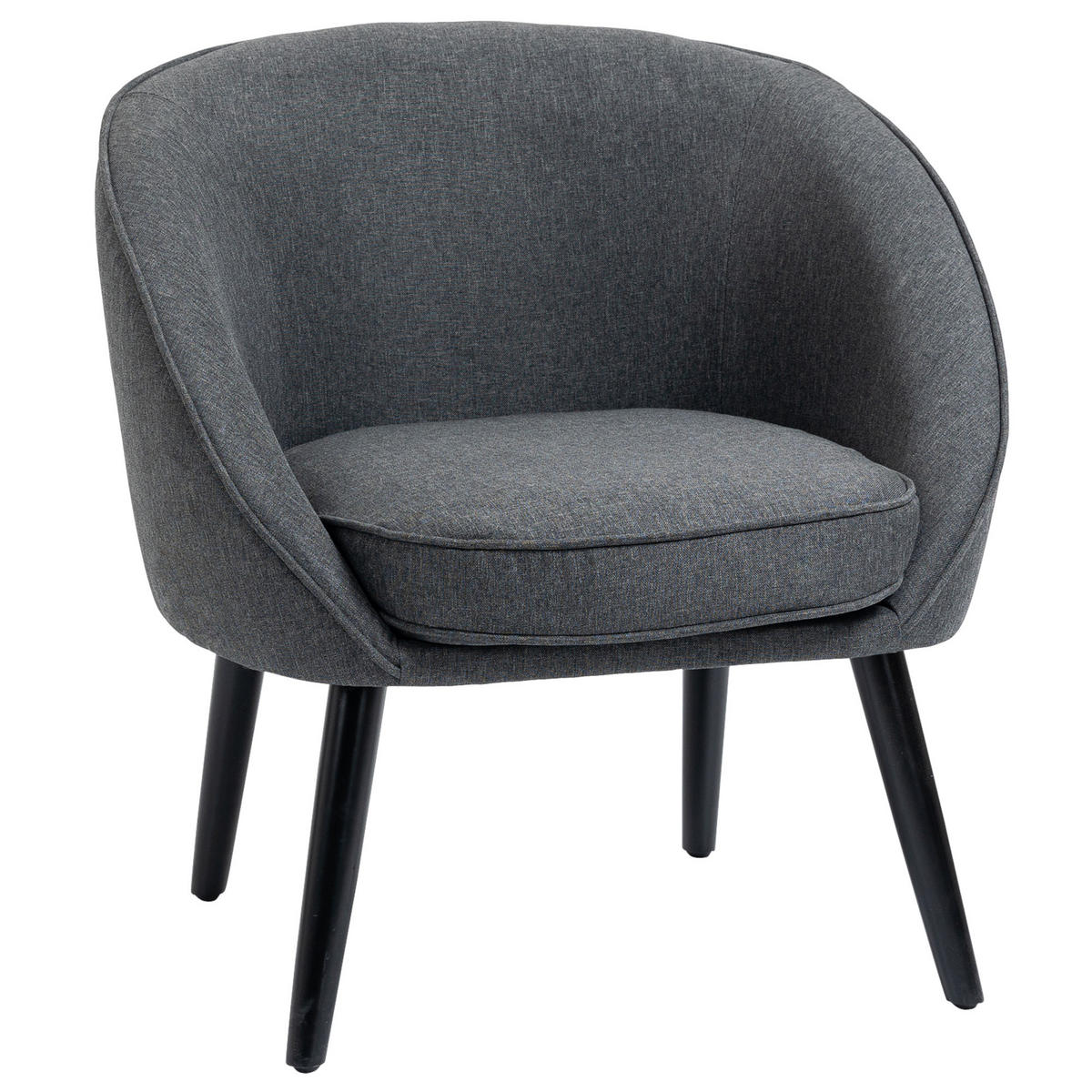 WOHNZIMMERSTUHL Polsterstuhl Sessel Wohnzimmer modern Polyester Holz Grau - Grau, Kunststoff (65/75/71cm) - HOMCOM