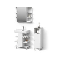 BADMÖBEL-SET Fucino Weiß 3 Teile, mit Midischrank - Weiß, Holzwerkstoff (79.6/95/36.6cm) - Livinity®