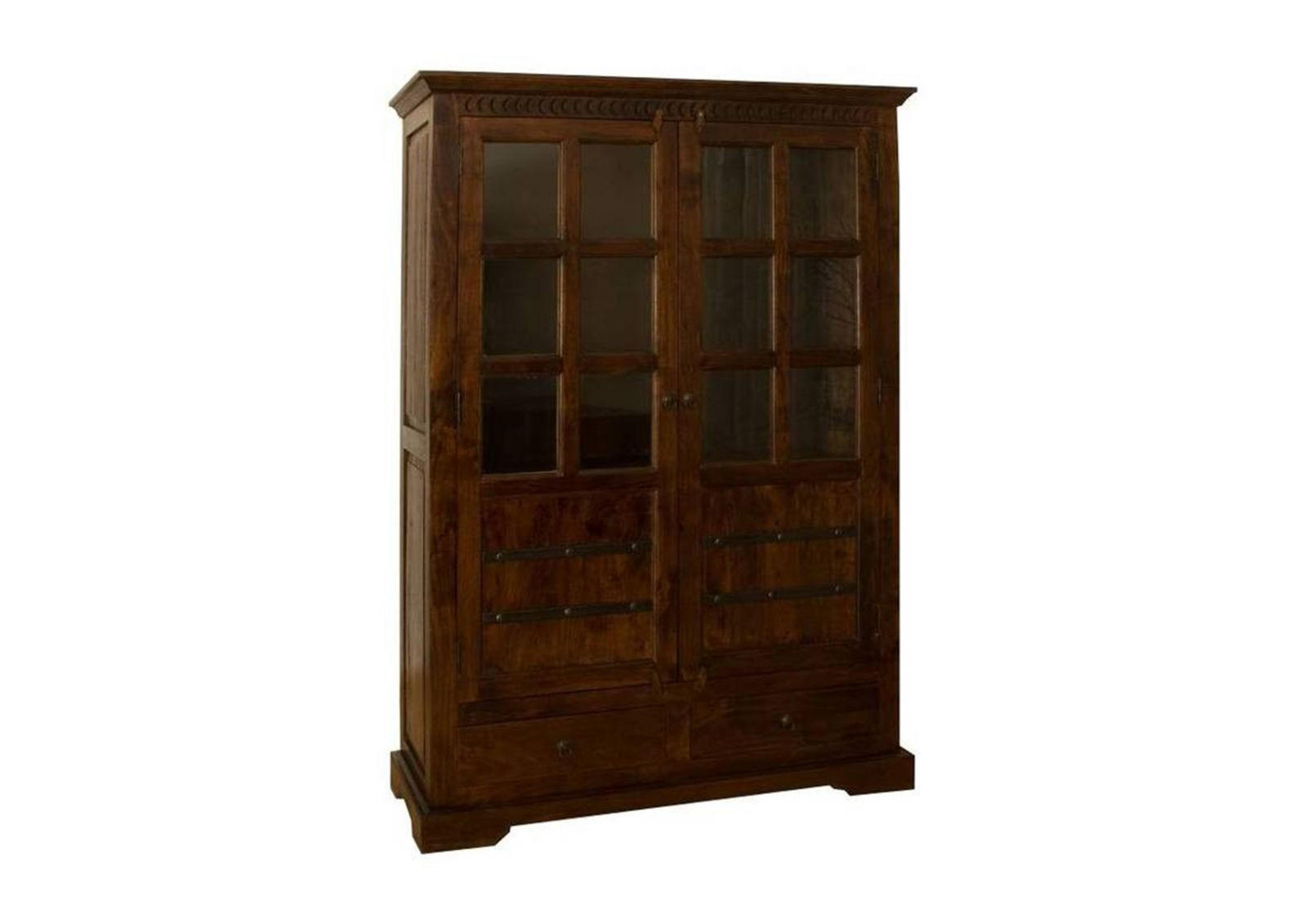 Massivmoebel24 Vitrine Dunkelbraun 134x196x50 cm