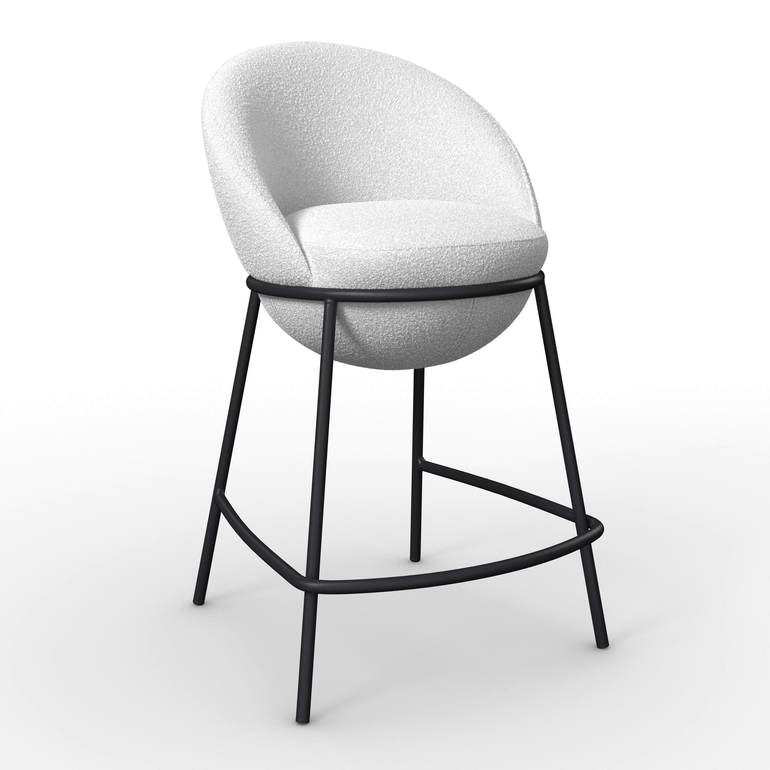 BARHOCKER Zoa Creme Struktur Gepolstert - Creme, Holz (50/110/58cm) - Bessagi Home