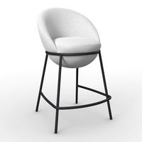 BARHOCKER Zoa Creme Struktur Gepolstert - Creme, Holz (50/110/58cm) - Bessagi Home