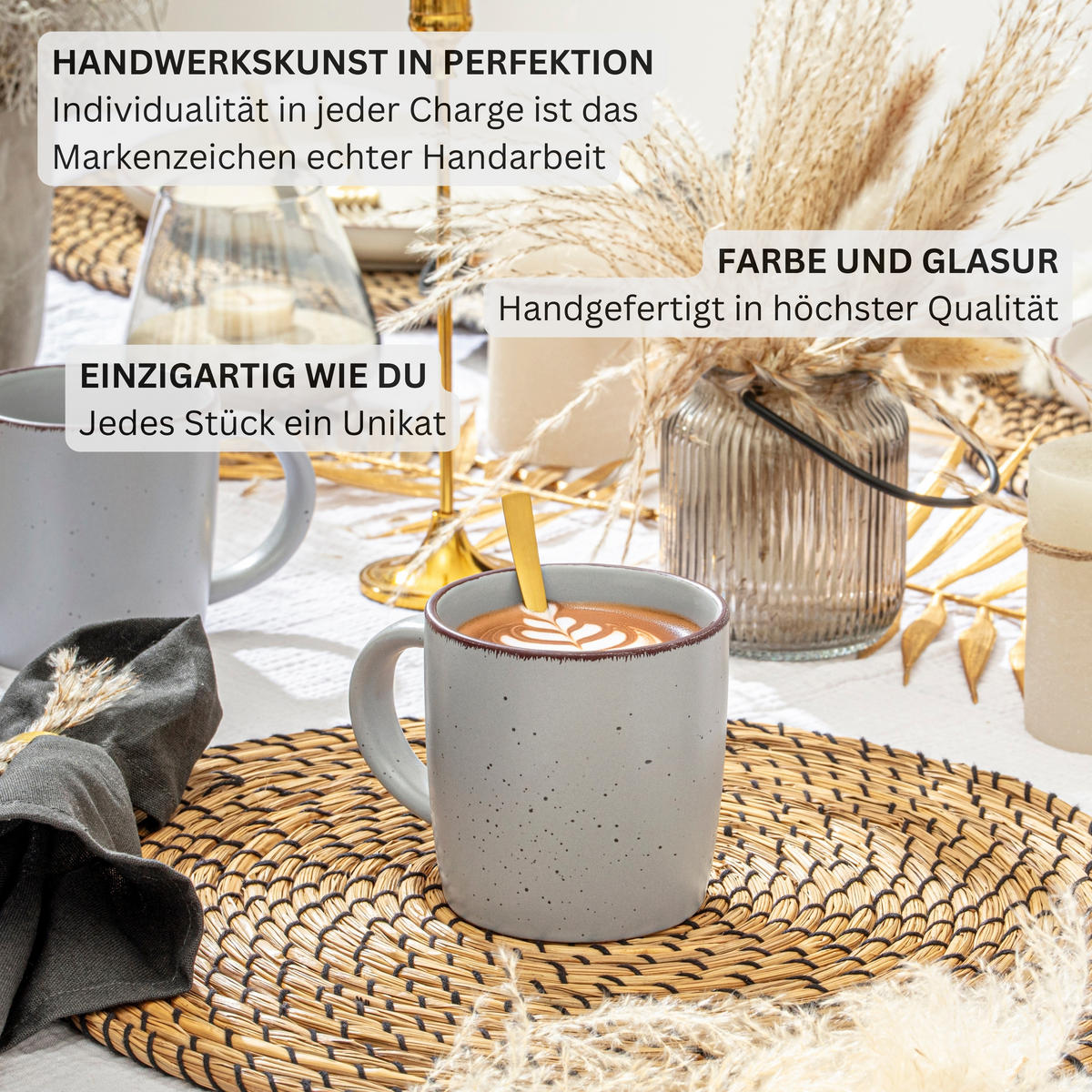 TAFELSERVICE BOMBAY STONE - 36 teilig aus Steingut 12 Personen - Grau, Stein (50/30/80cm) - Sänger