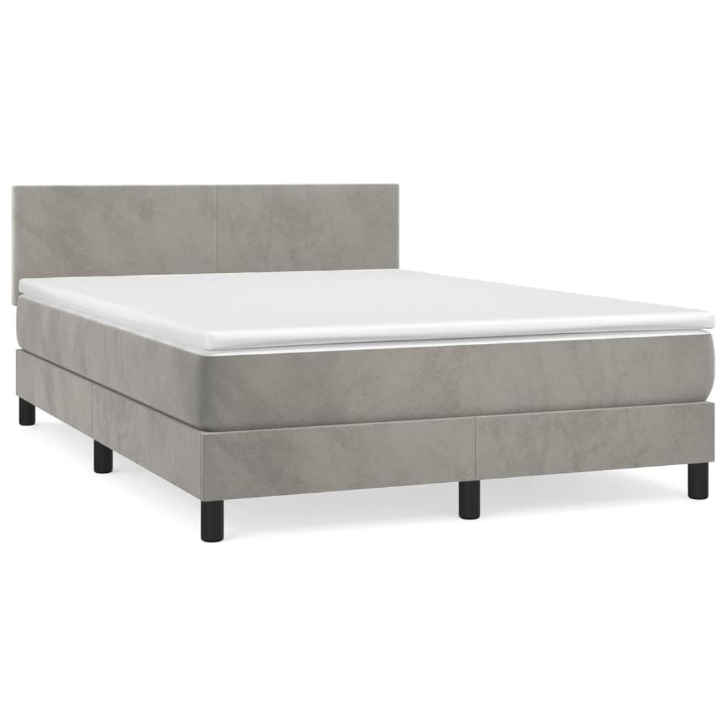 BOXSPRINGBETT 140/200 Cm Grau Samt - Grau, Textil (144/203cm) - vidaXL