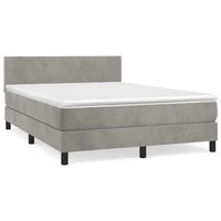 BOXSPRINGBETT 140/200 Cm Grau Samt - Grau, Textil (144/203cm) - vidaXL