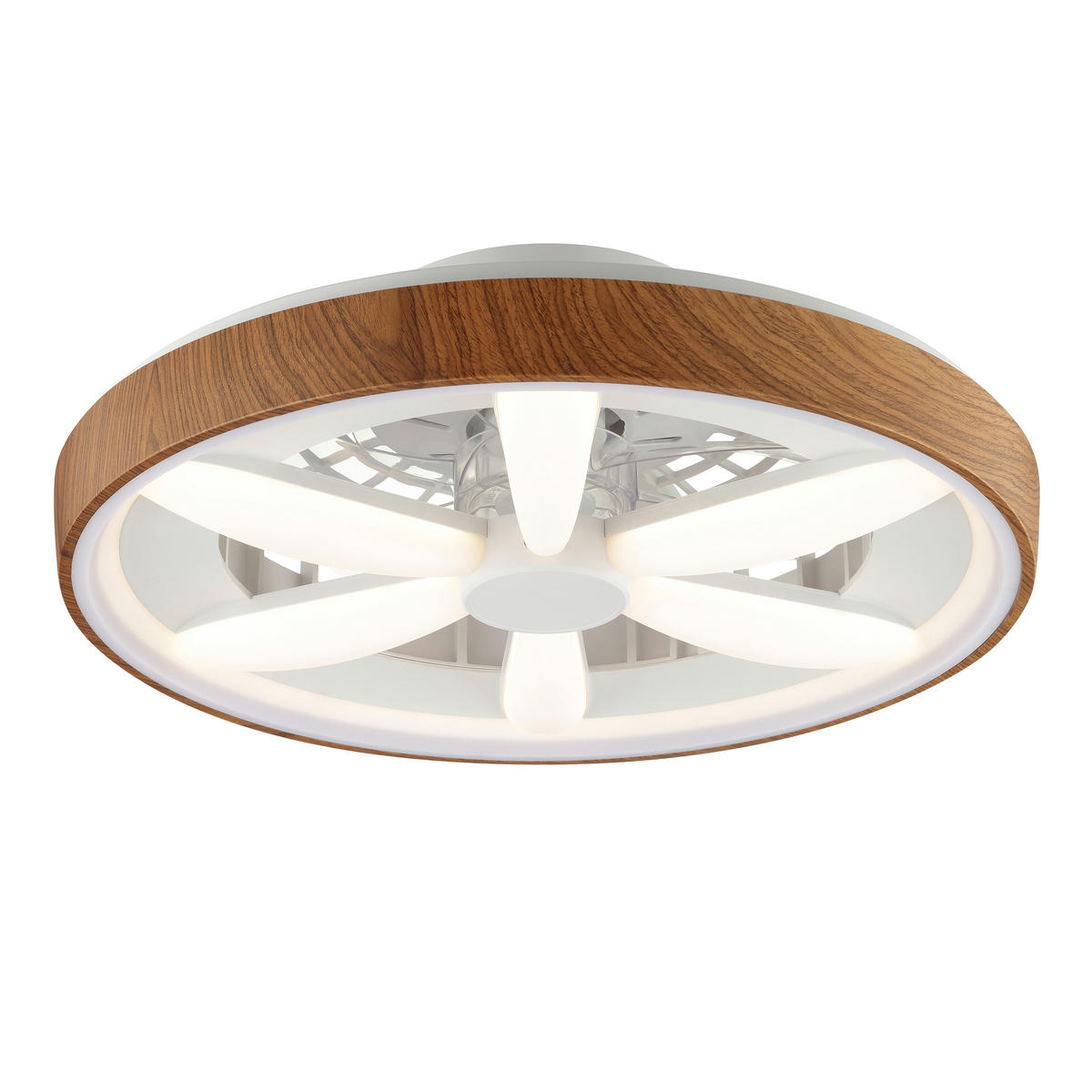 LED DECKENLEUCHTE Gaiano Weiß/Holz 48/48/16 cm - Multicolor, Metall (48/48/16cm) - Brilliant