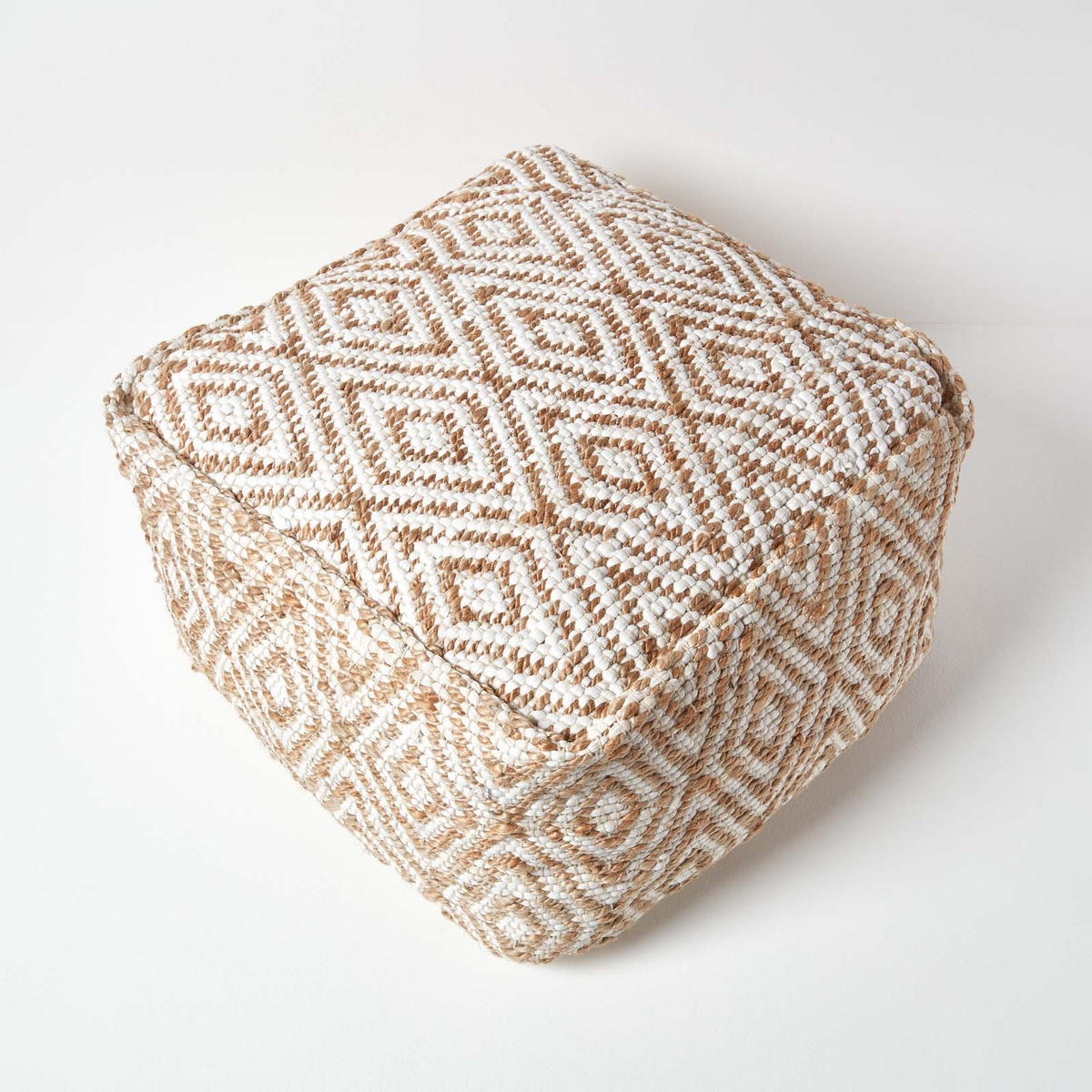 SITZPOUF Sierra mit Ethno-Muster, 60/60/30 cm - Beige, Textil (60/30/60cm) - Homescapes