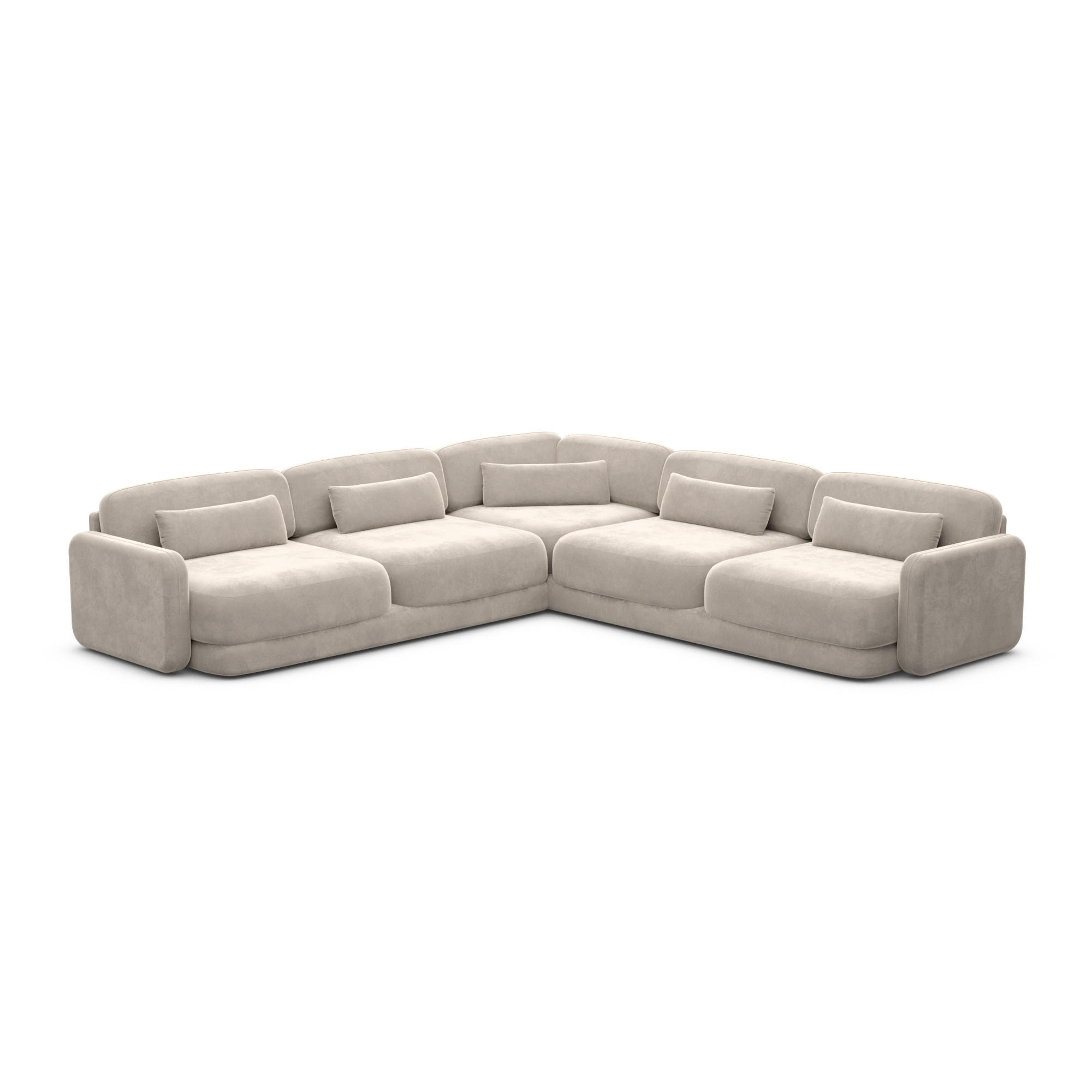 ECKSOFA Valencia L Form Samtstoff Sand - Sandfarben, Textil (229/229cm) - Sofa Dreams
