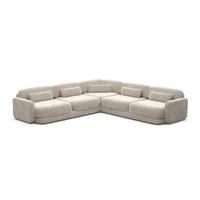 ECKSOFA Valencia L Form Samtstoff Sand - Sandfarben, Textil (229/229cm) - Sofa Dreams