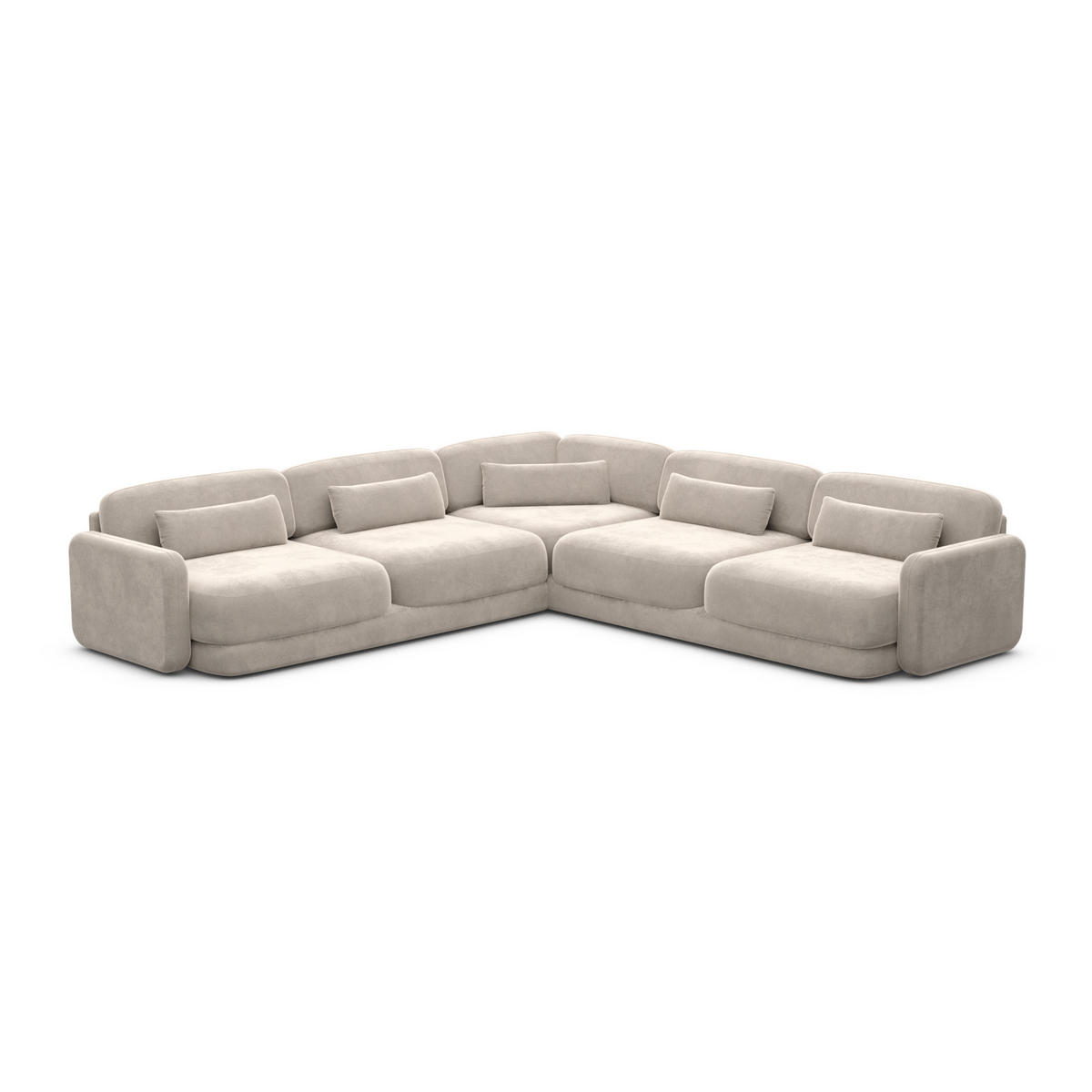 ECKSOFA Valencia L Form Samtstoff Sand - Sandfarben, Textil (229/229cm) - Sofa Dreams