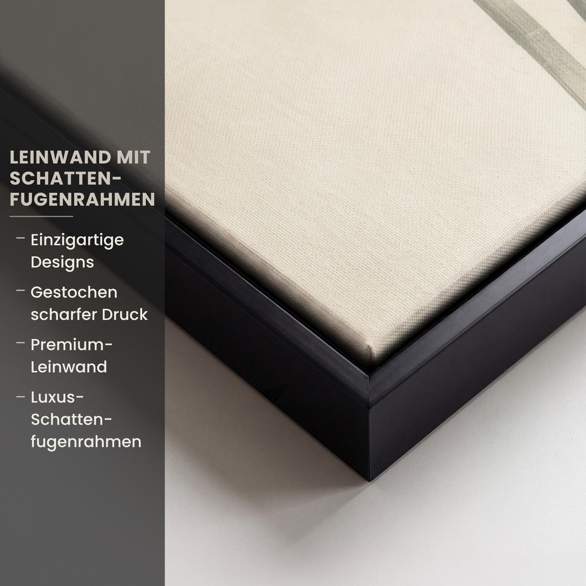 LEINWAND Bilder mit Rahmen - Japandi - Bambus - Beige - 80x60 - Eukalyptusholzfarben, Textil (80/60cm) - MuchoWow