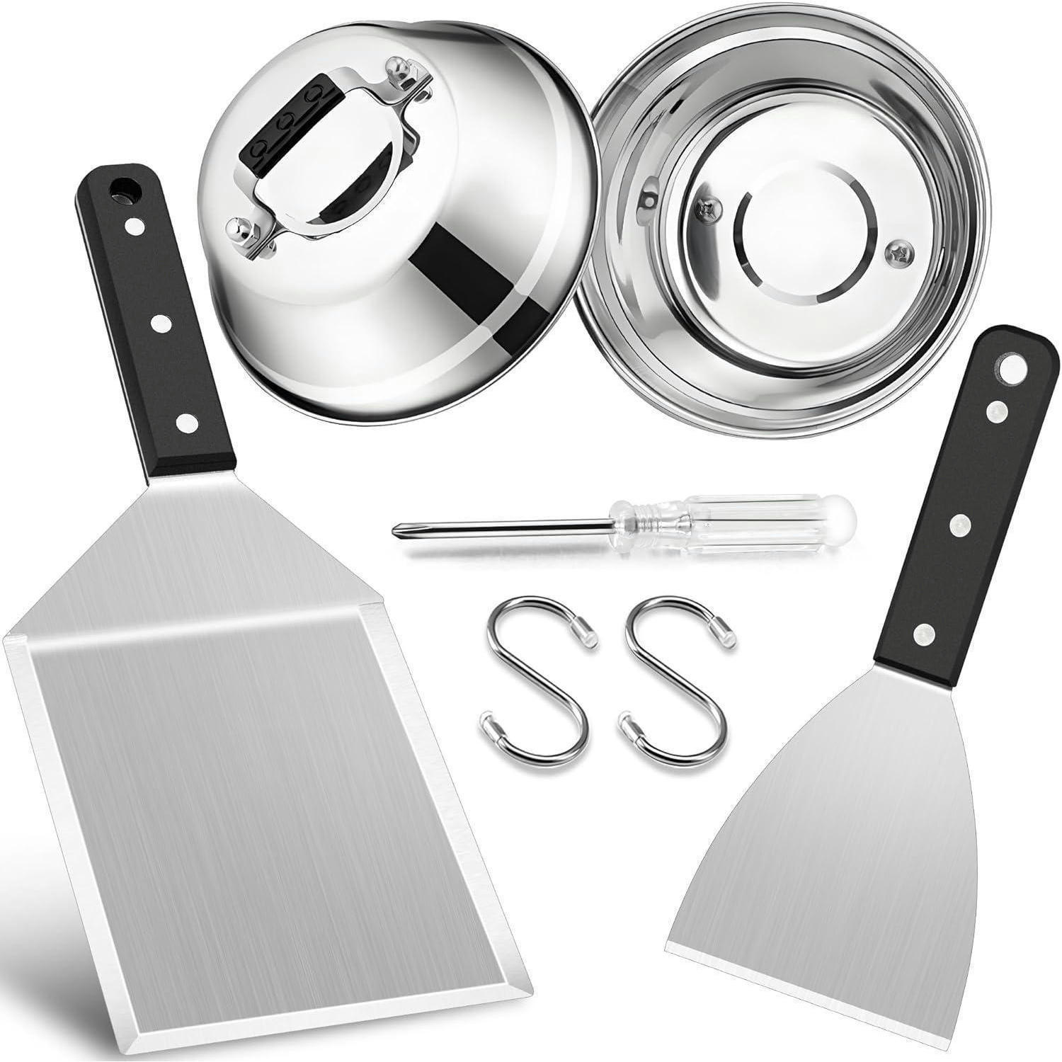 GRILLSPACHTEL mit Burgerglocke 4er Set - Silberfarben, Metall (16.8/13/30.5cm)