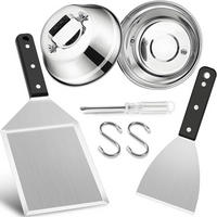 GRILLSPACHTEL mit Burgerglocke 4er Set - Silberfarben, Metall (16.8/13/30.5cm)