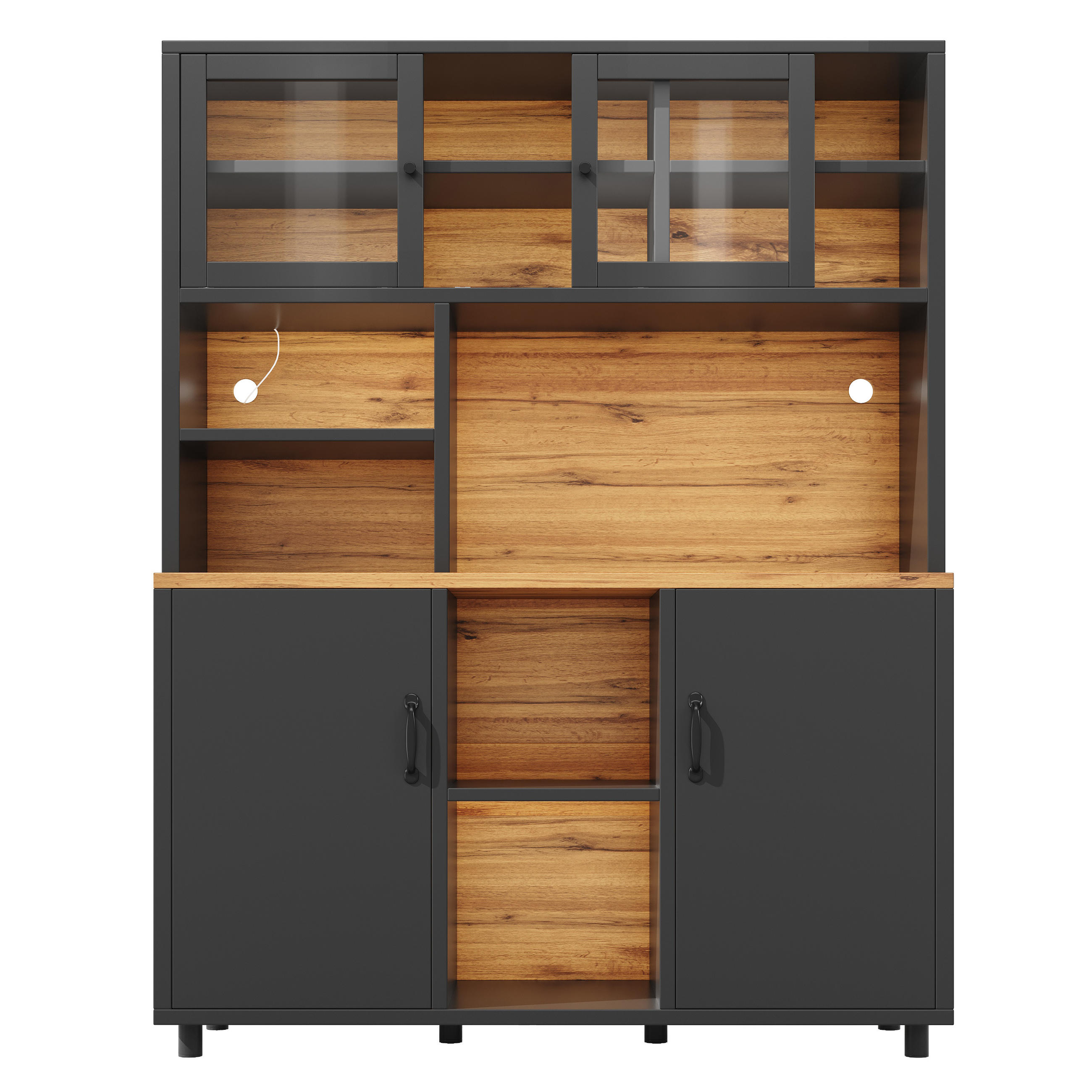 BUFFETSCHRANK Schwarz 140/40/185 cm - Schwarz, Holz (140/185/40cm) - PANGIVO