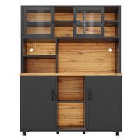 BUFFETSCHRANK Schwarz 140/40/185 cm - Schwarz, Holz (140/185/40cm) - PANGIVO