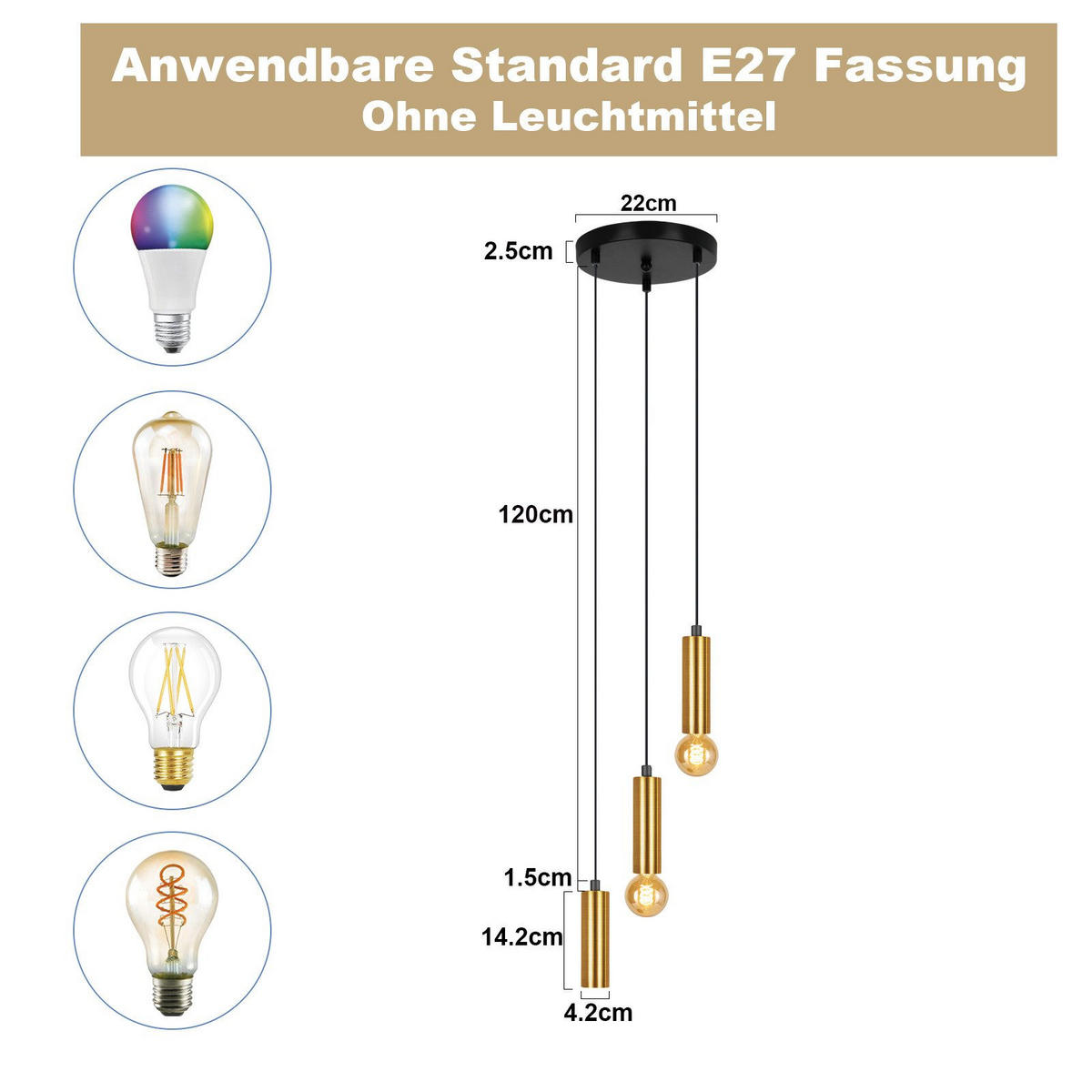 KRONLEUCHTER Helligard 22.0/139.69/22.0 cm - Schwarz, Metall (22/22/139.69cm) - ZMH