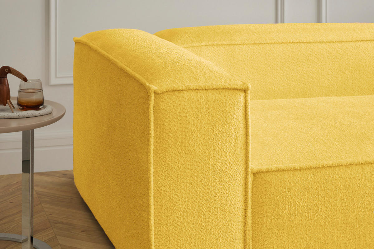 ECKSOFA CARMO Gelb Flachgewebe - Gelb/Schwarz, Kunststoff/Textil (306/191cm) - KAWOLA