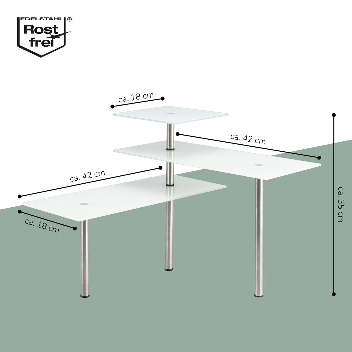ECKREGAL, weiß - Weiß, Glas (45/35/42cm) - bremermann