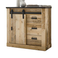 SCHUHSCHRANK Flur Kommode Used Wood Vintage 93 x 91 cm, Schiebetür und Soft-Close - Anthrazit/Schwarz, Holzwerkstoff/Metall (93/91/43cm) - Furn.Design