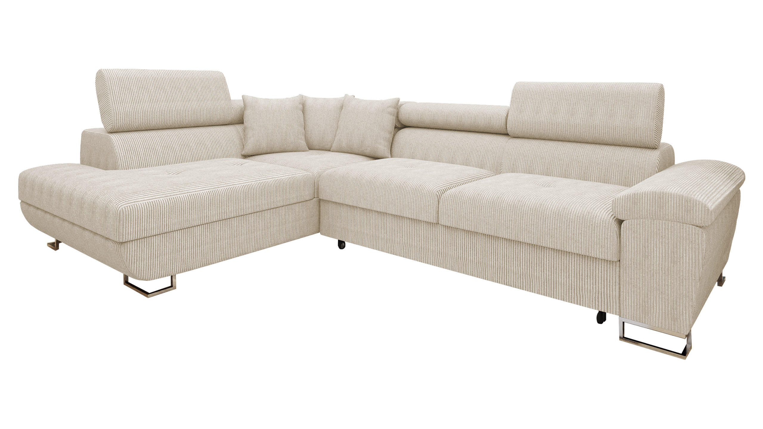 ECKSOFA Cotere Cord, Seite: Links - Naturfarben, Holz/Textil (270/202cm) - MIRJAN24