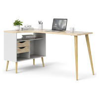 SCHREIBTISCH Weiß, Eiche 81/145.1/75.8 cm - Weiß, Holzwerkstoff (81/145/76cm) - DMORA