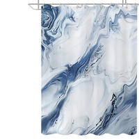 DUSCHVORHANG Aquarell Marmor 180 x 180 cm - Blau, Textil (180/180cm) - Kaket