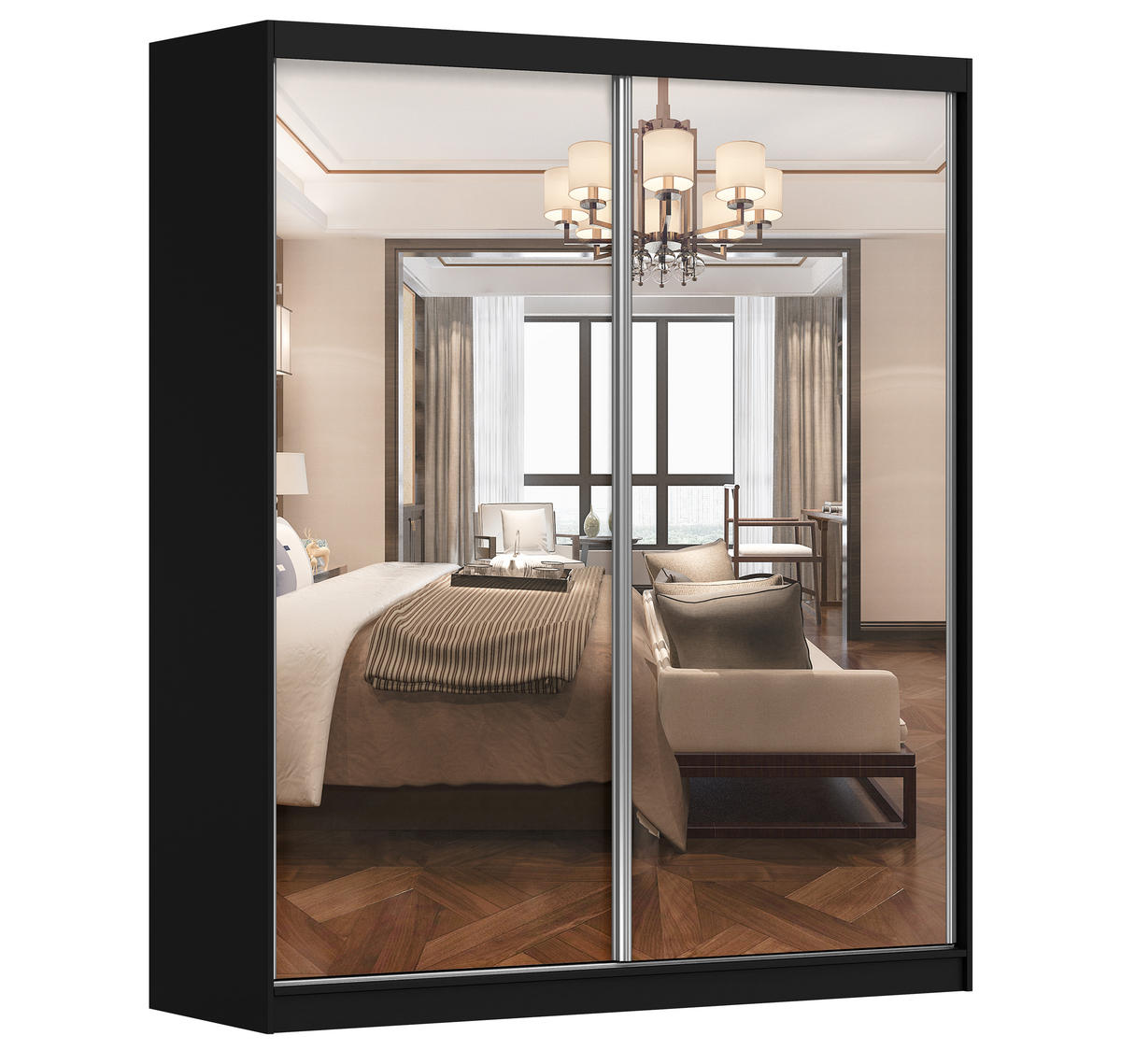 SCHIEBETÜRENSCHRANK - Ben 20 (Schwarz, 183 cm) - Schwarz, Holzwerkstoff/Metall (183/218/61cm) - Möblo