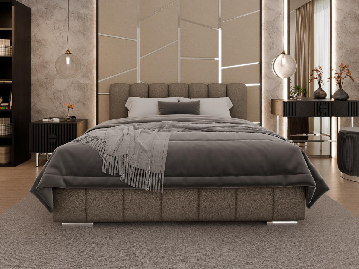 POLSTERBETT Zaira 160x200cm – Elegantes Polsterbett für modernen Wohnstil , ohne matratze, braun - Braun, Holz (160/200cm) - Panda Möbel