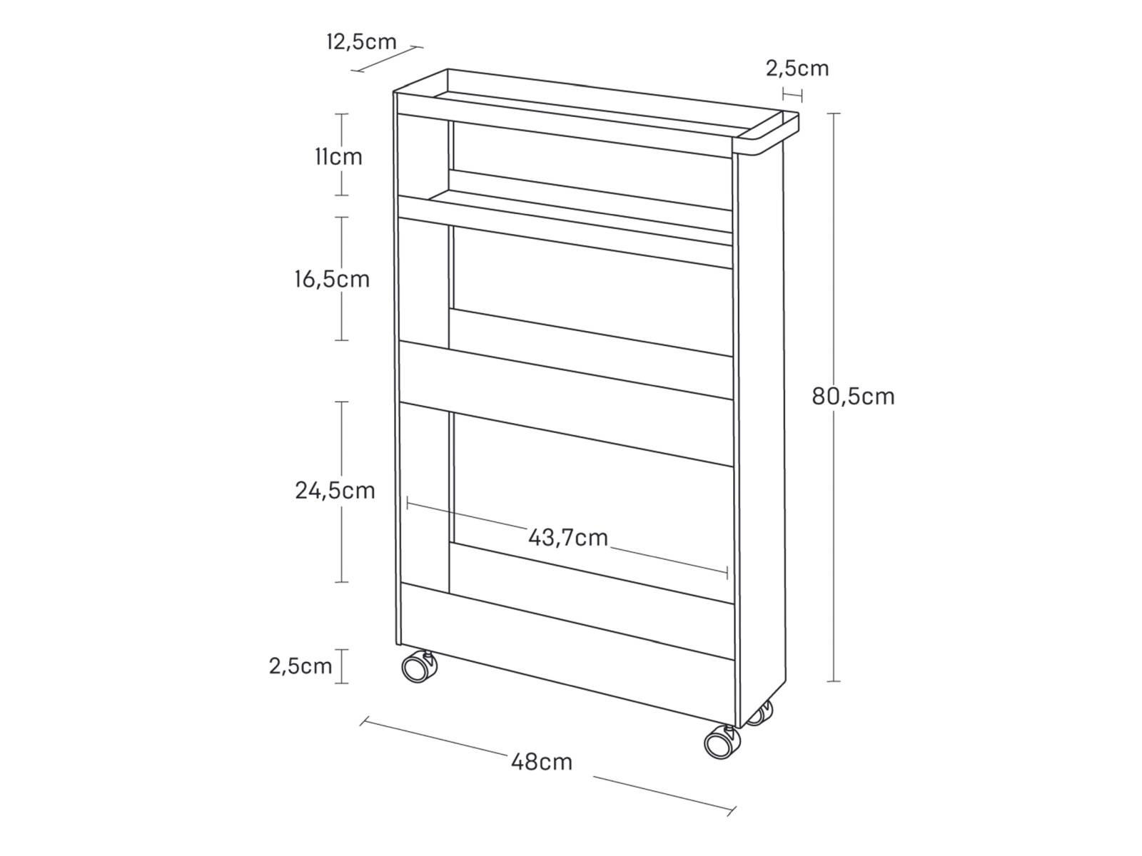 KÜCHENWAGEN Tower weiß 48/80/12 cm - Weiß, Metall (48/80.5/12cm) - Yamazaki