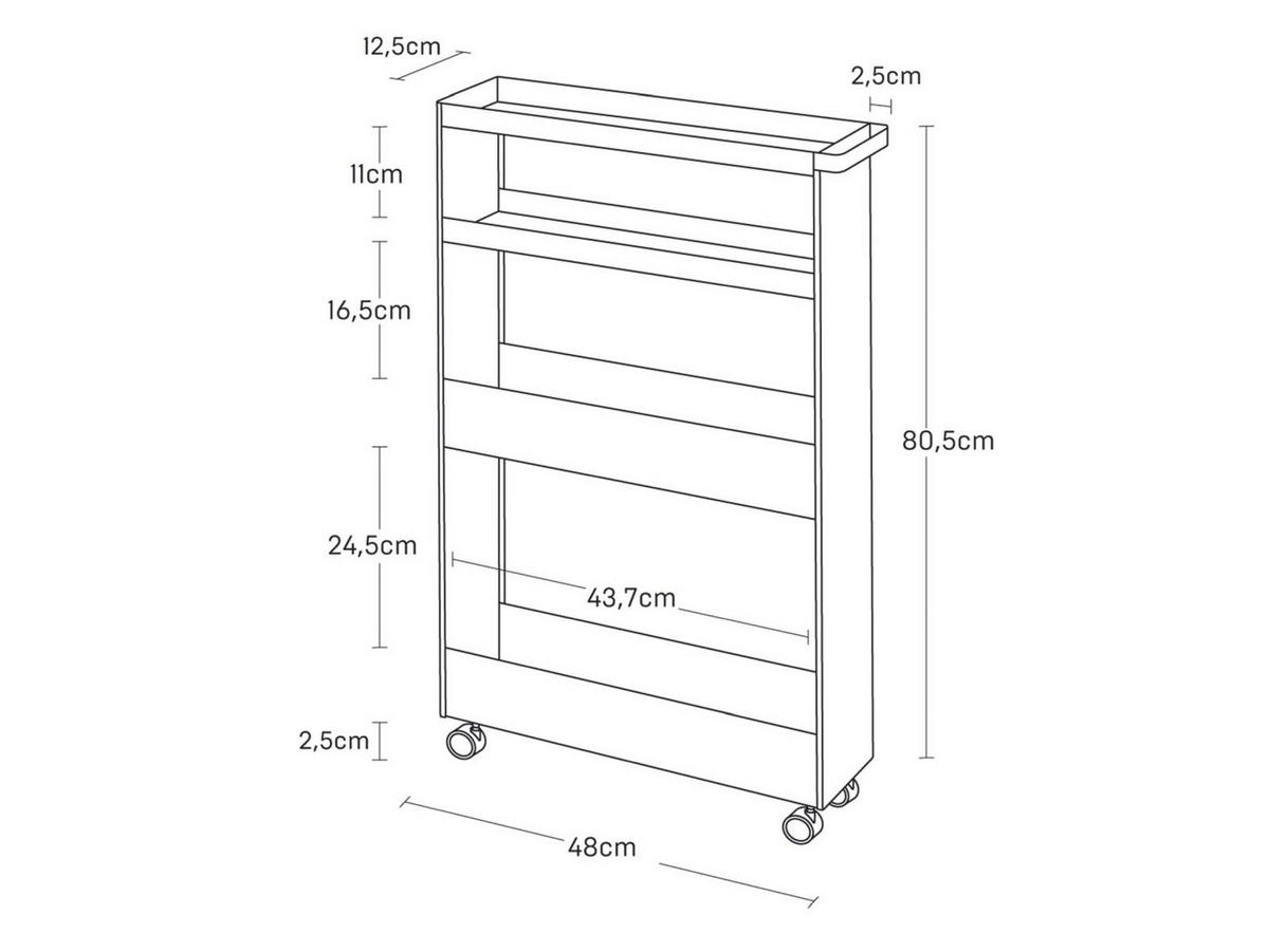 KÜCHENWAGEN Tower weiß 48/80/12 cm - Weiß, Metall (48/80.5/12cm) - Yamazaki
