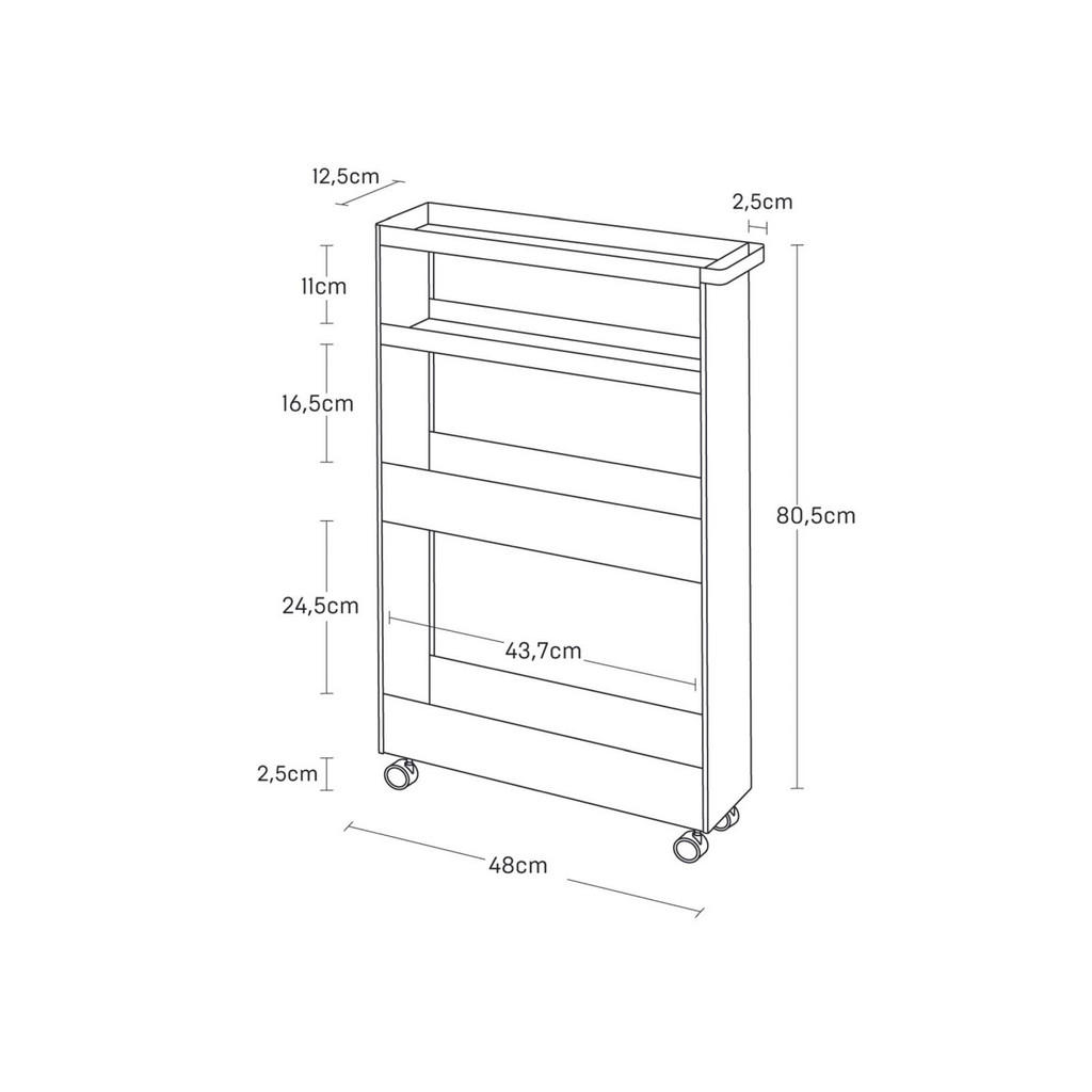 Thumbnail - Yamazaki Küchenwagen, Weiß, Metall, 4 Fächer, 48x80.5x12 cm, Küchen, Küchenmöbel, Küchenregale