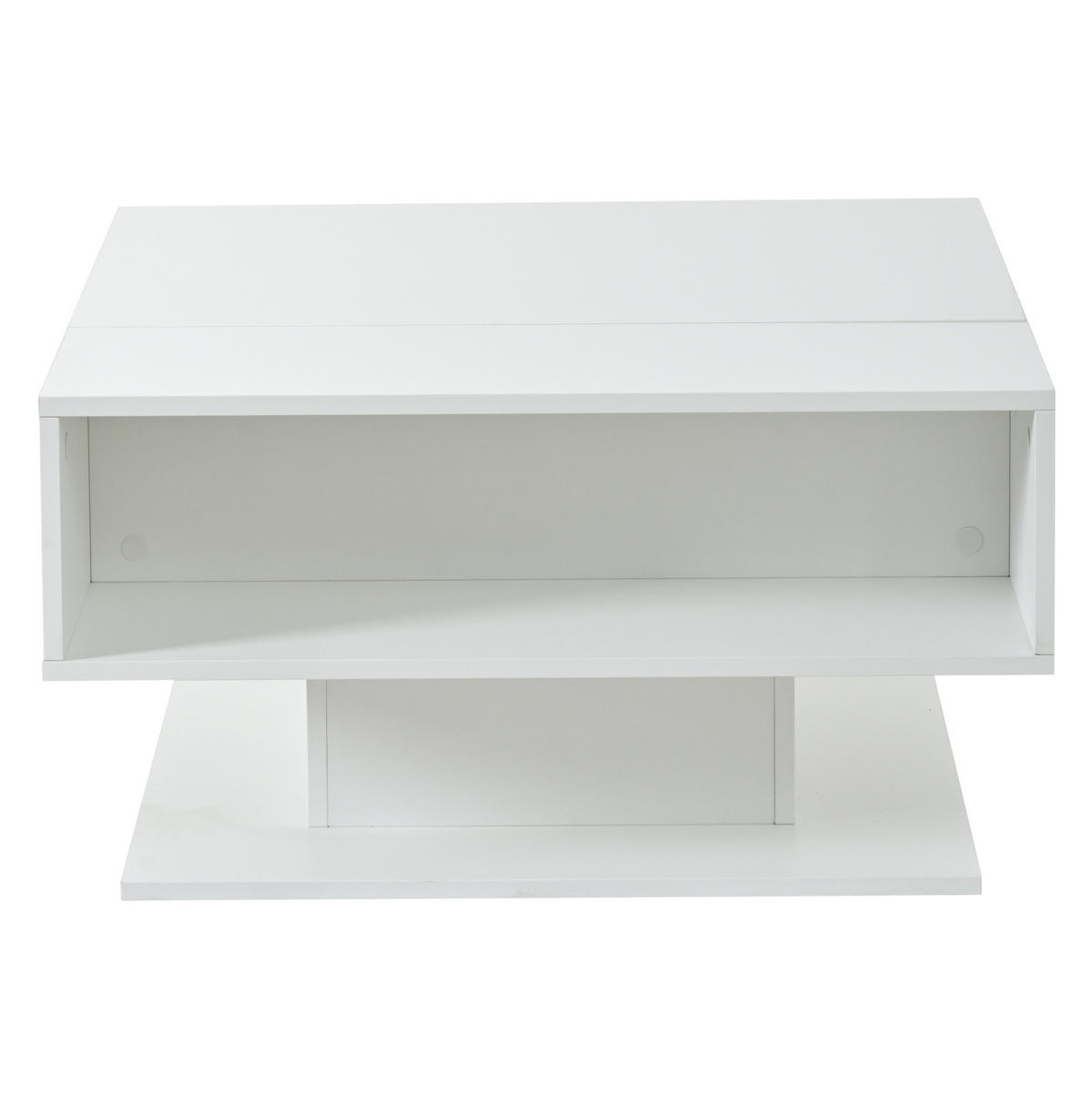 KAVNI stol 80/75/40 cm bel, dvižni z LED in shranjevalnim prostorom - bela, leseni material (80/75/40cm) - BEAOK